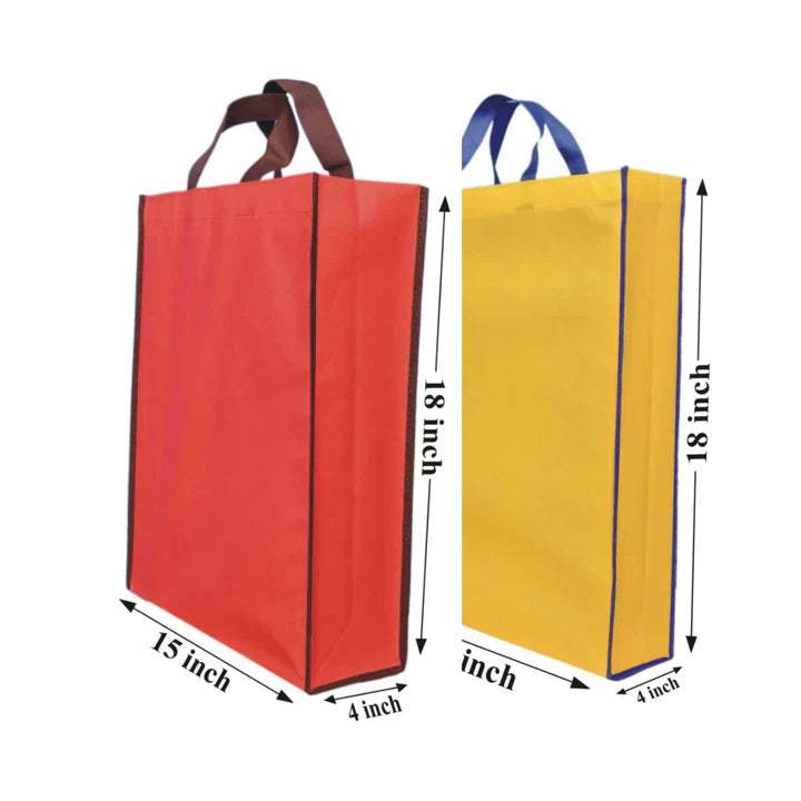 18 x 15 x 4 - Hand Bag - Red & Yellow - 120 GSM - Non Woven